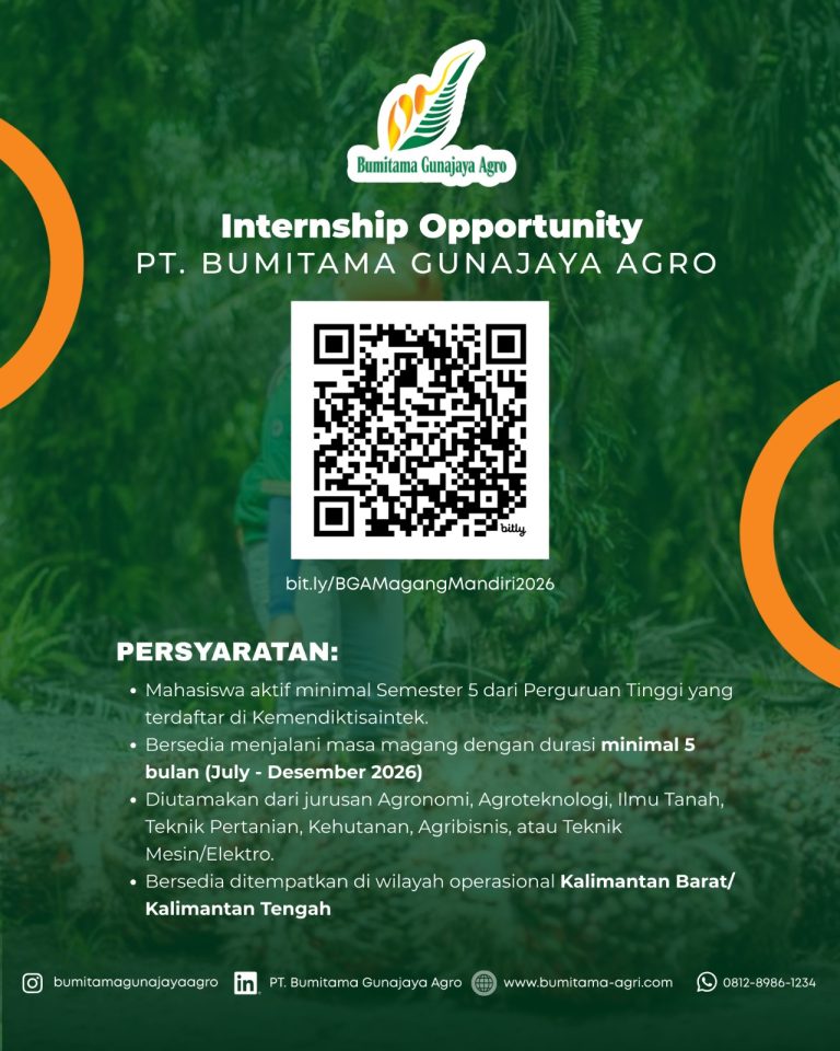 Kesempatan Magang Periode Agustus 2026 di PT Bumitama Gunajaya Agro